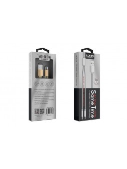 Câble 2 en 1 (compatible iPhone+Micro-USB) LDNIO LC86 Or 1.1m