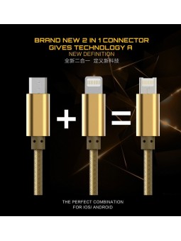 Câble 2 en 1 (compatible iPhone + Micro-USB) LDNIO LC88 Or 1m