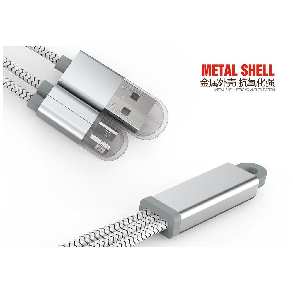 Câble 2 en 1 (Lighting+Micro-USB) LDNIO LC89 Argent 2.6cm
