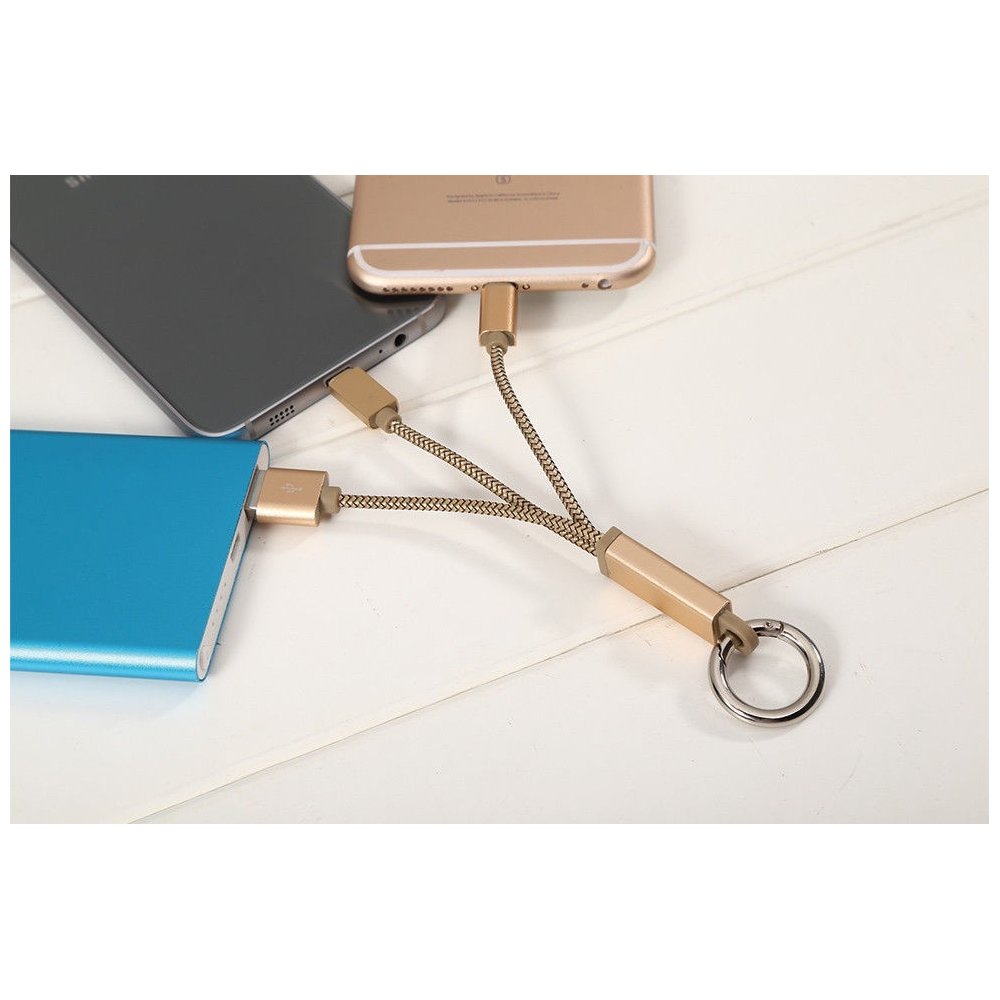 Câble 2 en 1 (compatible iPhone+Micro-USB) LDNIO LC89 Or 2.6cm
